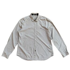 Burberry Brit Men's Gray Gingham Check Long Sleeve Dress Shirt Size XL